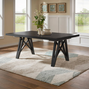 Alta 90 Inch Rectangular Dining Table Geometric Base Seats Eight Rustic Modern Style