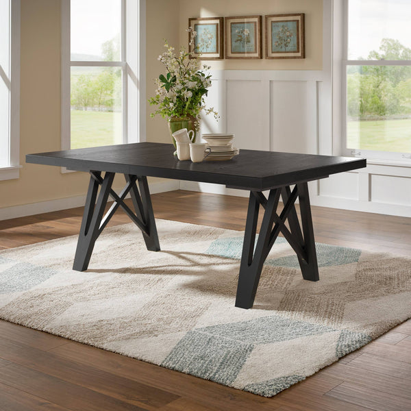 Alta 90 Inch Rectangular Dining Table Geometric Base Seats Eight Rustic Modern Style