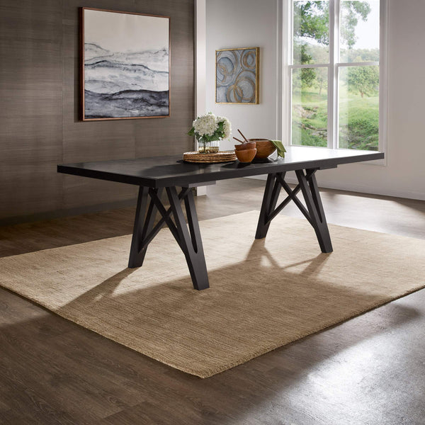 Alta 90 Inch Rectangular Dining Table Geometric Base Seats Eight Rustic Modern Style