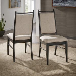 Alta Upholstered Dining Chair Set Rubberwood Frame Beige Fabric Pair