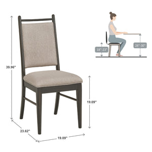 Alta Upholstered Dining Chair Set Rubberwood Frame Beige Fabric Pair