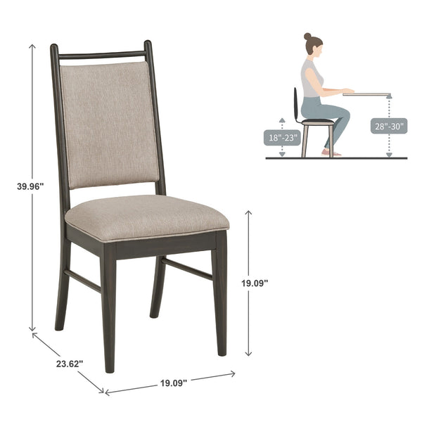 Alta Upholstered Dining Chair Set Rubberwood Frame Beige Fabric Pair