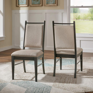 Alta Upholstered Dining Chair Set Rubberwood Frame Beige Fabric Pair