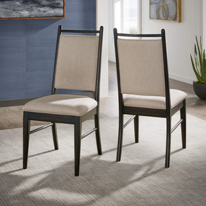 Alta Upholstered Dining Chair Set Rubberwood Frame Beige Fabric Pair
