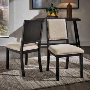 Alta Boucle Upholstered Dining Chair Set with Solid Wood Legs Mid-century Modern Style
