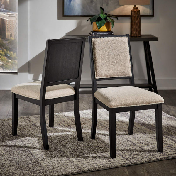 Alta Boucle Upholstered Dining Chair Set with Solid Wood Legs Mid-century Modern Style