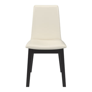 Alta Faux Leather Dining Chair Set of Two with Curved Back and Rubberwood Legs for Dining Rooms