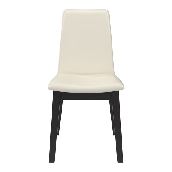 Alta Faux Leather Dining Chair Set of Two with Curved Back and Rubberwood Legs for Dining Rooms