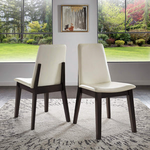 Alta Faux Leather Dining Chair Set of Two with Curved Back and Rubberwood Legs for Dining Rooms