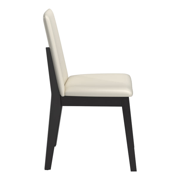 Alta Faux Leather Dining Chair Set of Two with Curved Back and Rubberwood Legs for Dining Rooms