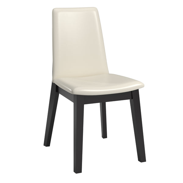 Alta Faux Leather Dining Chair Set of Two with Curved Back and Rubberwood Legs for Dining Rooms