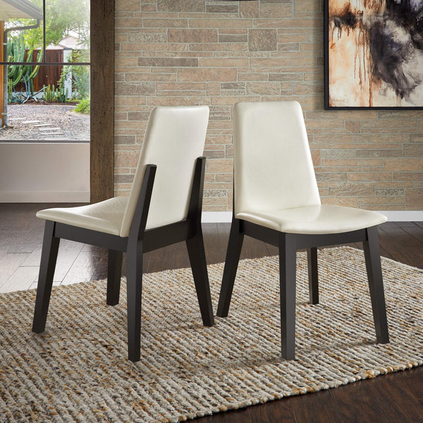 Alta Faux Leather Dining Chair Set of Two with Curved Back and Rubberwood Legs for Dining Rooms