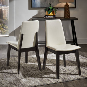 Alta Faux Leather Dining Chair Set of Two with Curved Back and Rubberwood Legs for Dining Rooms
