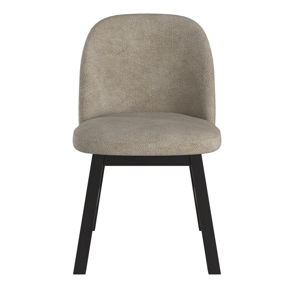 Homelegance Alta Taupe Fabric Dining Chair Set Rubberwood Frame Curved Ergonomic Seat 332BKC3-TPF