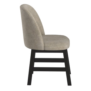 Alta Taupe Fabric Dining Chair Set Rubberwood Frame Curved Ergonomic Seat