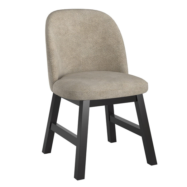 Alta Taupe Fabric Dining Chair Set Rubberwood Frame Curved Ergonomic Seat