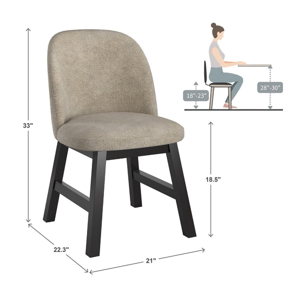 Alta Taupe Fabric Dining Chair Set Rubberwood Frame Curved Ergonomic Seat