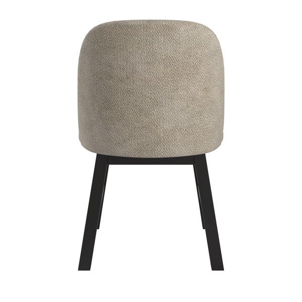 Alta Taupe Fabric Dining Chair Set Rubberwood Frame Curved Ergonomic Seat