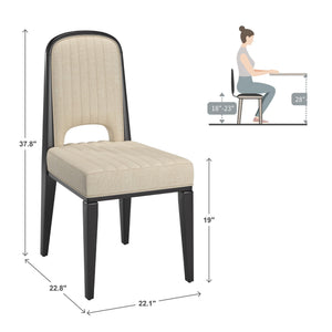 Alta Cream Fabric Upholstered Dining Chair Set with Rubberwood Tapered Legs