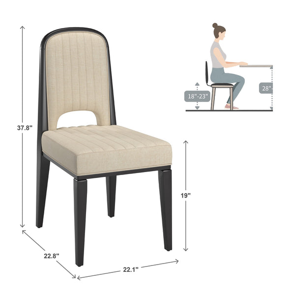 Alta Cream Fabric Upholstered Dining Chair Set with Rubberwood Tapered Legs