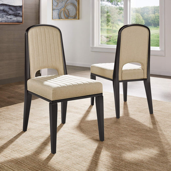 Alta Cream Fabric Upholstered Dining Chair Set with Rubberwood Tapered Legs