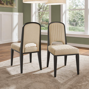 Alta Cream Fabric Upholstered Dining Chair Set with Rubberwood Tapered Legs