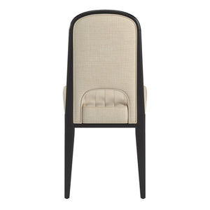 Alta Cream Fabric Upholstered Dining Chair Set with Rubberwood Tapered Legs
