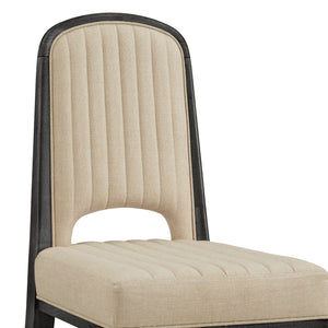 Alta Cream Fabric Upholstered Dining Chair Set with Rubberwood Tapered Legs