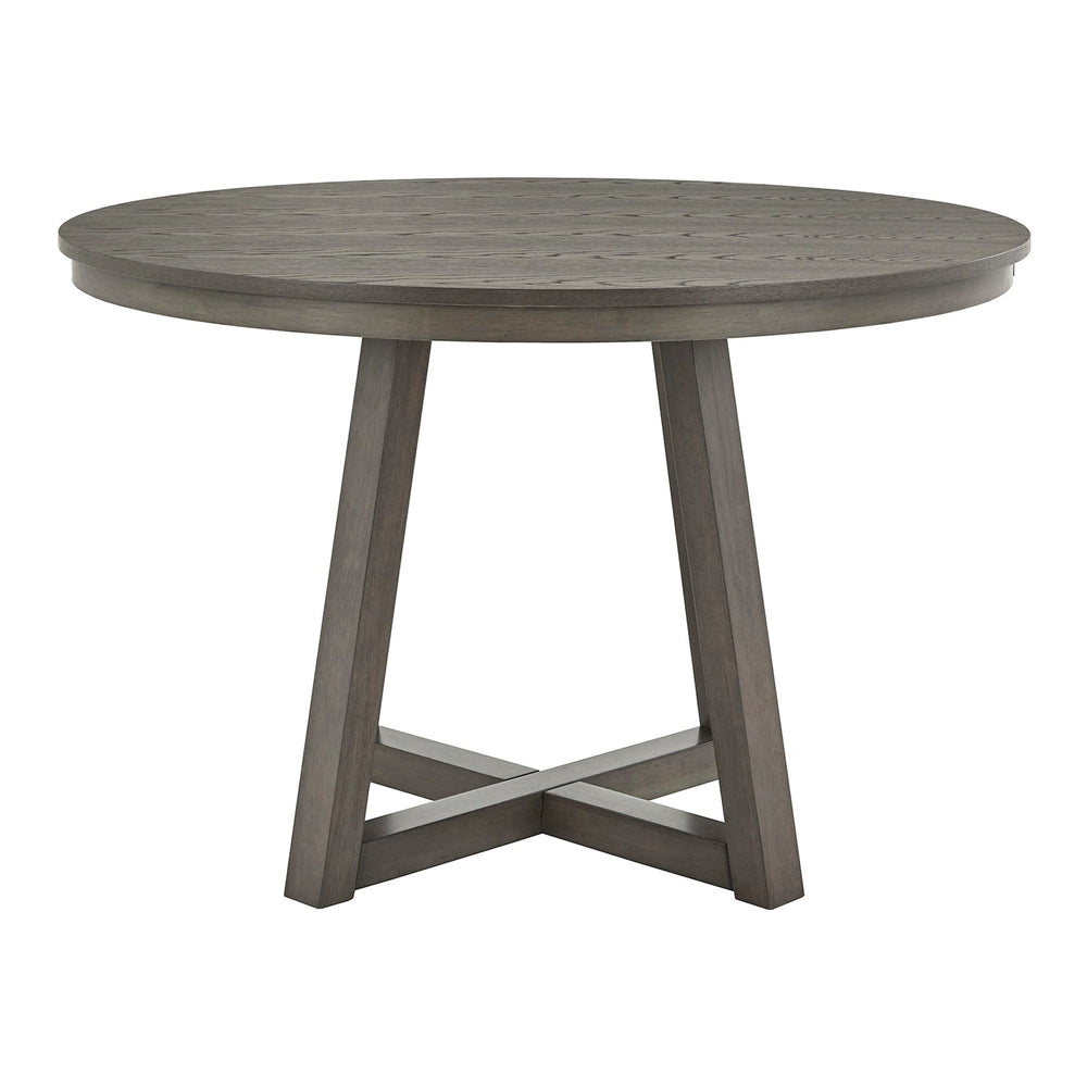 Homelegance Alta 48 Inch Round Pedestal Dining Table Seats Four with Geometric Rubberwood Base Grey 332GA-48RD