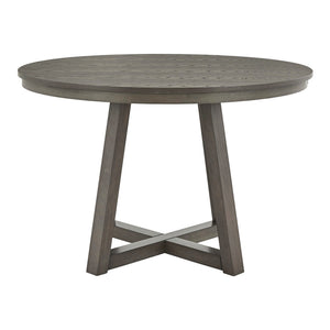 Homelegance Alta 48 Inch Round Pedestal Dining Table Seats Four with Geometric Rubberwood Base Grey 332GA-48RD