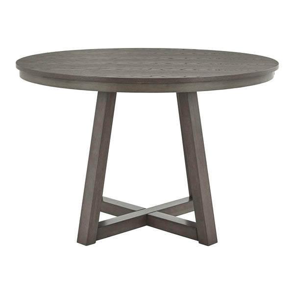 Homelegance Alta 48 Inch Round Pedestal Dining Table Seats Four with Geometric Rubberwood Base Grey 332GA-48RD