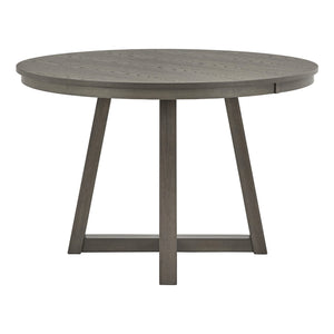 Alta 48 Inch Round Pedestal Dining Table Seats Four with Geometric Rubberwood Base
