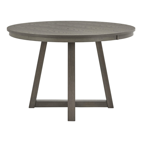 Alta 48 Inch Round Pedestal Dining Table Seats Four with Geometric Rubberwood Base