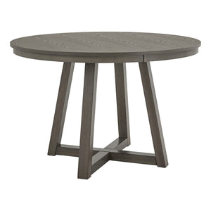 Alta 48 Inch Round Pedestal Dining Table Seats Four with Geometric Rubberwood Base