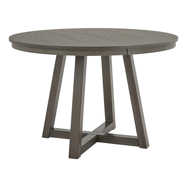 Alta 48 Inch Round Pedestal Dining Table Seats Four with Geometric Rubberwood Base