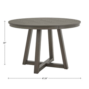 Alta 48 Inch Round Pedestal Dining Table Seats Four with Geometric Rubberwood Base