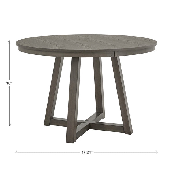 Alta 48 Inch Round Pedestal Dining Table Seats Four with Geometric Rubberwood Base