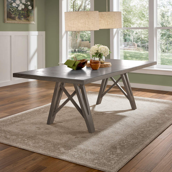 Alta 90 Inch Rectangular Dining Table Geometric Base Seats Eight Rustic Modern Style