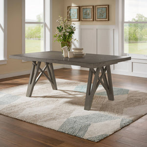 Alta 90 Inch Rectangular Dining Table Geometric Base Seats Eight Rustic Modern Style