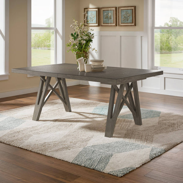 Alta 90 Inch Rectangular Dining Table Geometric Base Seats Eight Rustic Modern Style