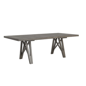 Alta 90 Inch Rectangular Dining Table Geometric Base Seats Eight Rustic Modern Style