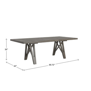 Alta 90 Inch Rectangular Dining Table Geometric Base Seats Eight Rustic Modern Style