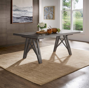 Alta 90 Inch Rectangular Dining Table Geometric Base Seats Eight Rustic Modern Style