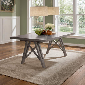 Alta 90 Inch Rectangular Dining Table Geometric Base Seats Eight Rustic Modern Style