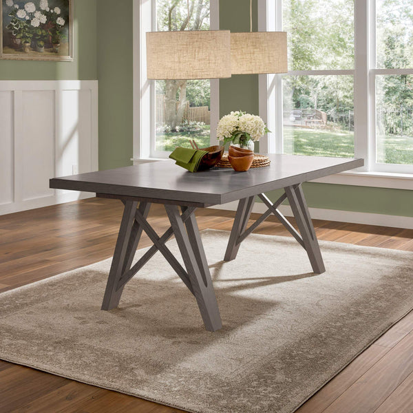 Alta 90 Inch Rectangular Dining Table Geometric Base Seats Eight Rustic Modern Style