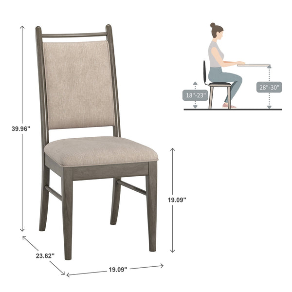 Alta Beige Fabric Upholstered Dining Chair Set with Rubberwood Frame