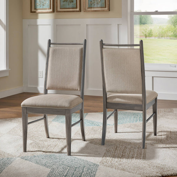 Alta Beige Fabric Upholstered Dining Chair Set with Rubberwood Frame