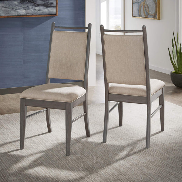 Alta Beige Fabric Upholstered Dining Chair Set with Rubberwood Frame