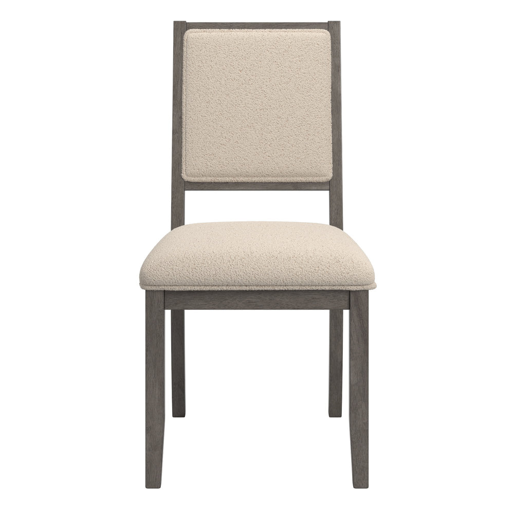 Homelegance Alta Boucle Upholstered Dining Chair Set with Solid Wood Legs Mid-century Modern Style Grey / Cream 332GAC1-WB