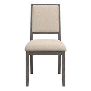 Homelegance Alta Boucle Upholstered Dining Chair Set with Solid Wood Legs Mid-century Modern Style Grey / Cream 332GAC1-WB